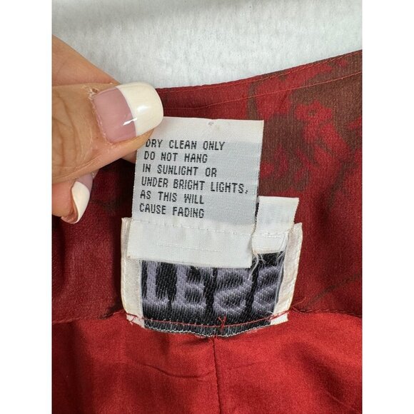 VTG Tess 100% Silk Shift Dress in Fall abstract sheer maxi sz 14W - Picture 4 of 8